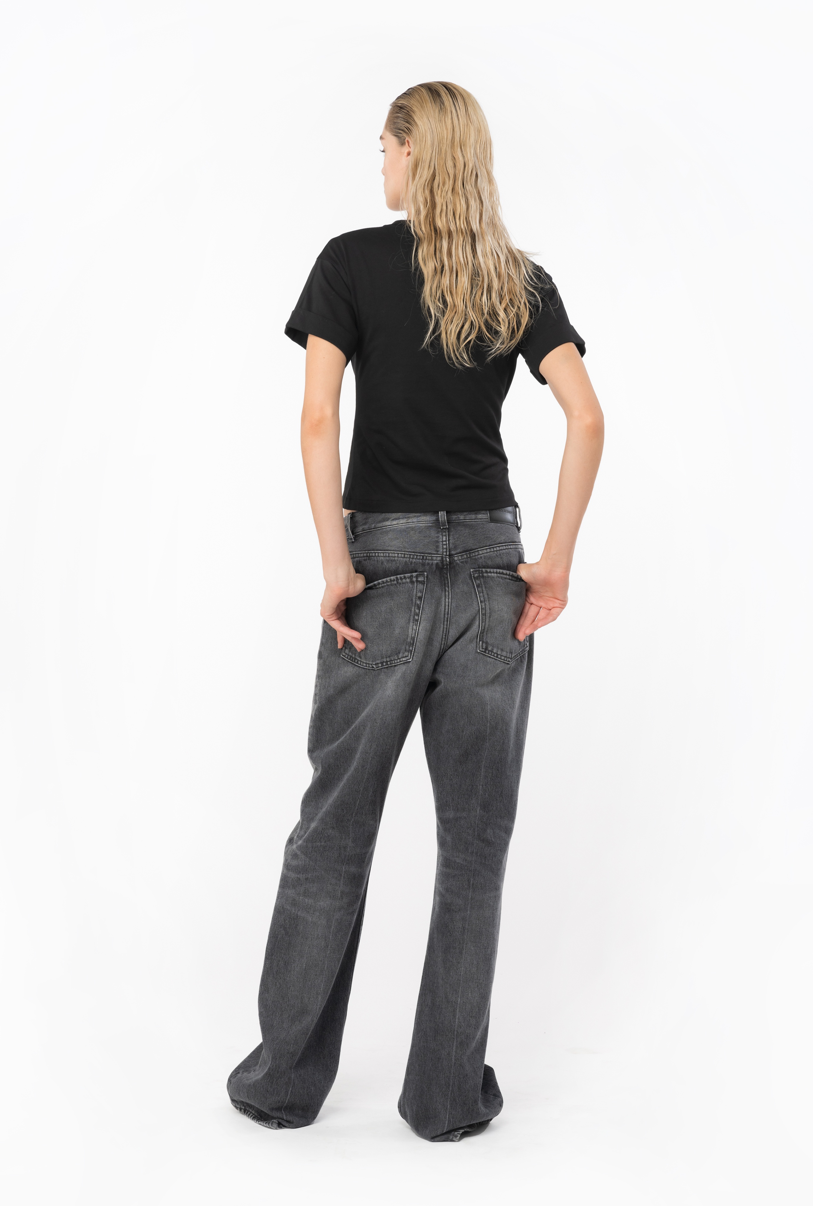 WIDE-LEG BLACK DENIM JEANS - 3