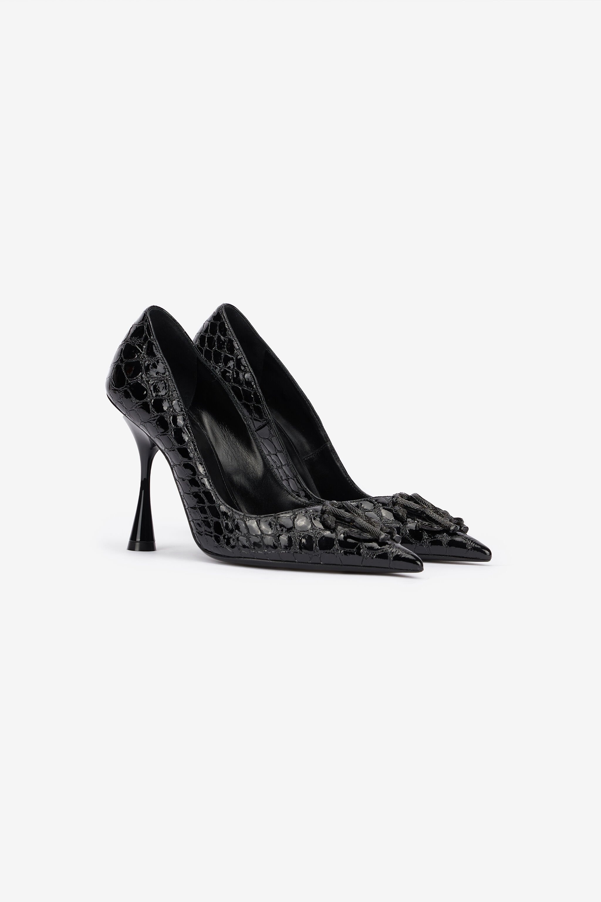 Crocodile-Print Leather Pumps - 2