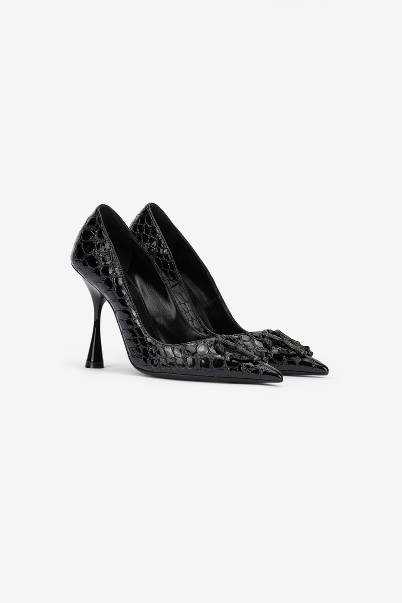 Crocodile-Print Leather Pumps 4