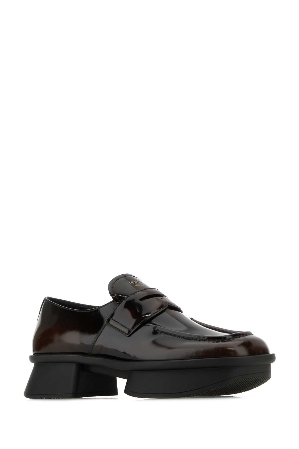 Prada Women Brown Leather Equal Loafers - 2
