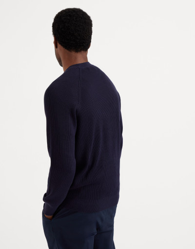 Brunello Cucinelli Cotton English rib sweater with raglan sleeves outlook