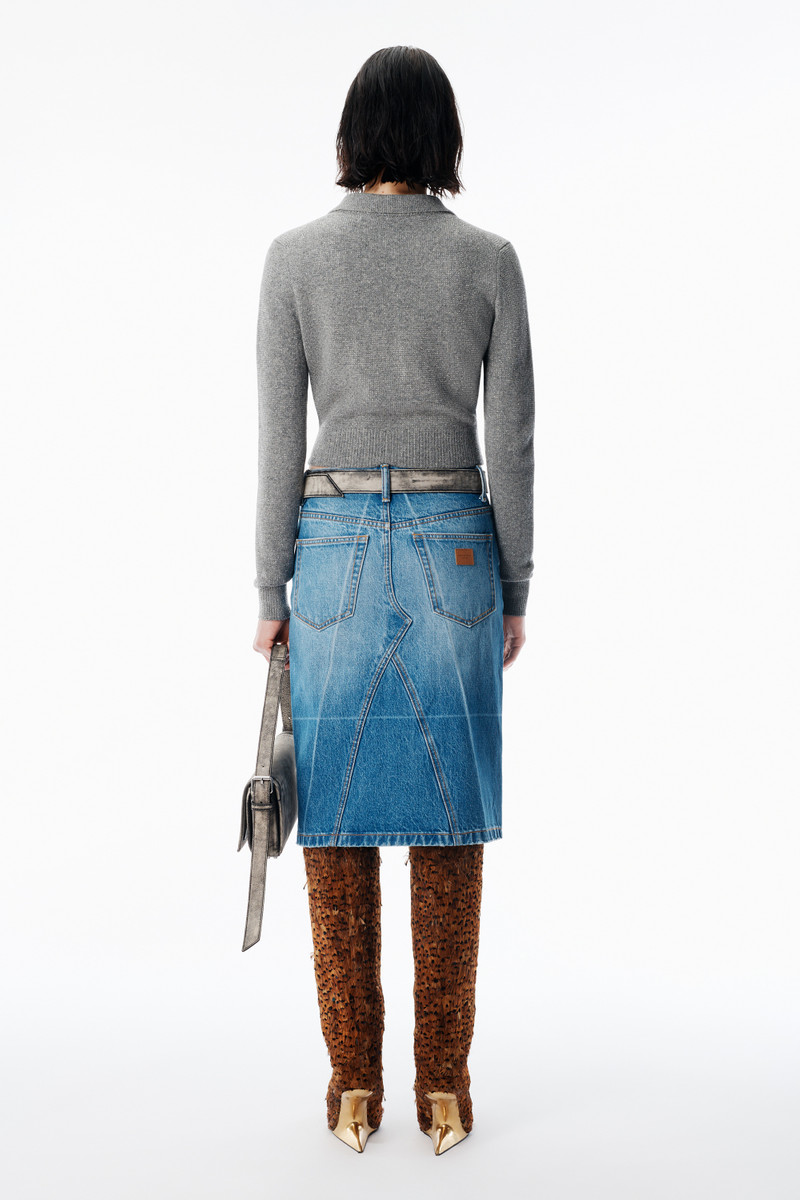 Grey Wool-Blend Hotfix Polo Cardigan 4