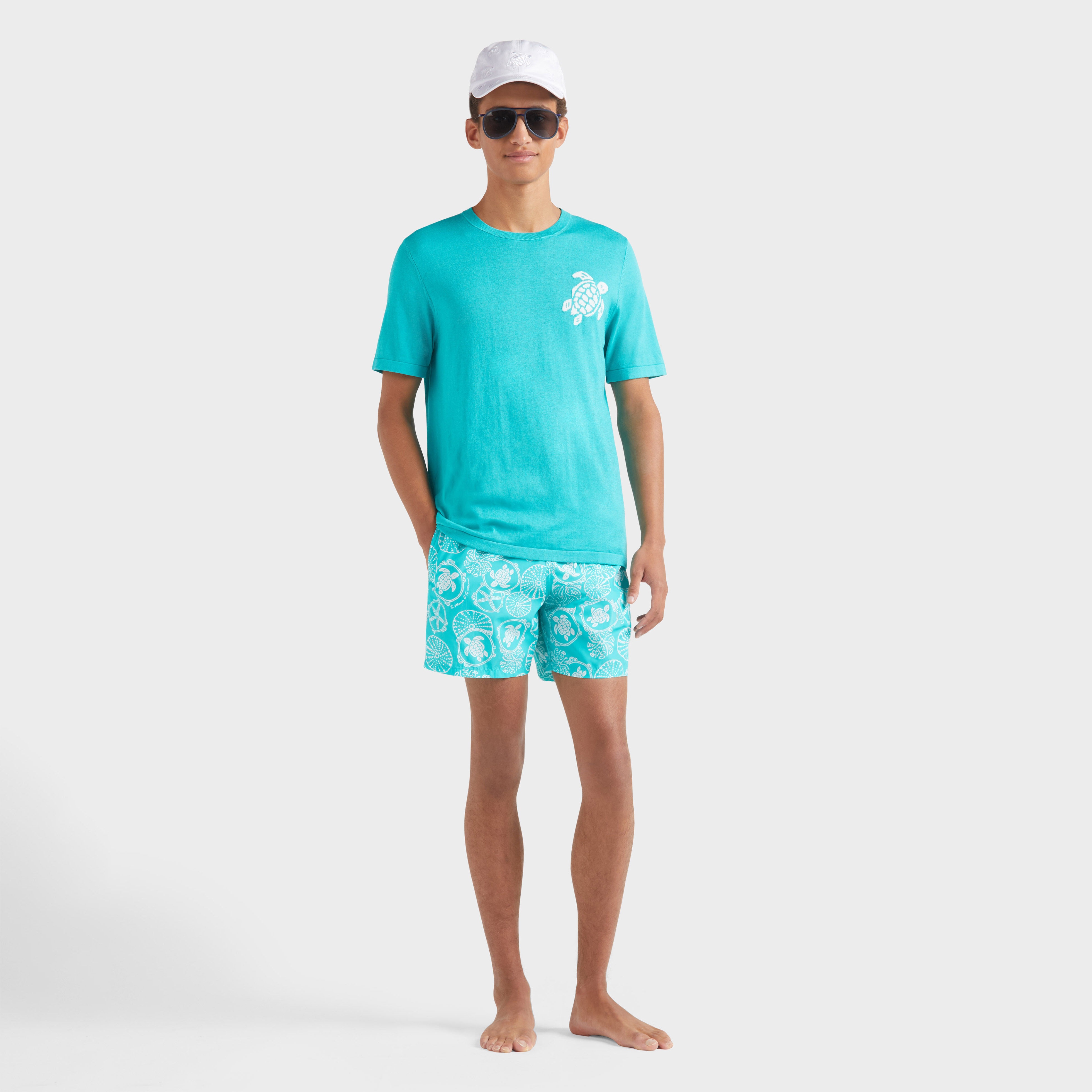 Men Cotton T-shirt Jacquard Turtle - 5