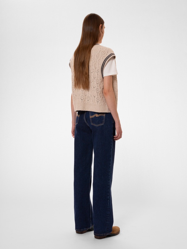 Kim Pointelle Knit Vest Oat - 3