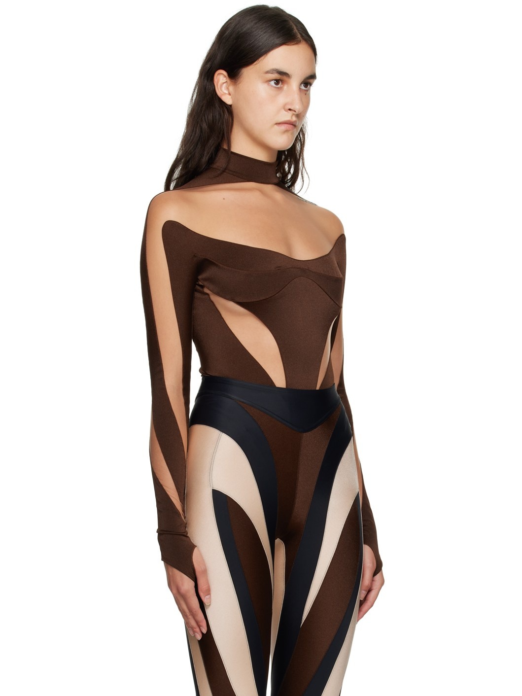 Brown Illusion Bodysuit - 2