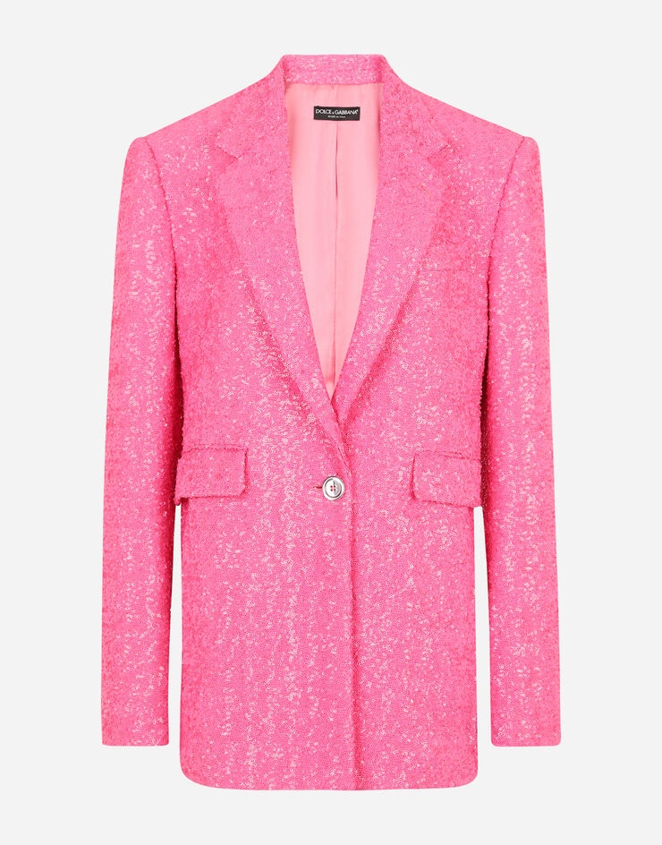 Single-breasted sequined jacket - 1
