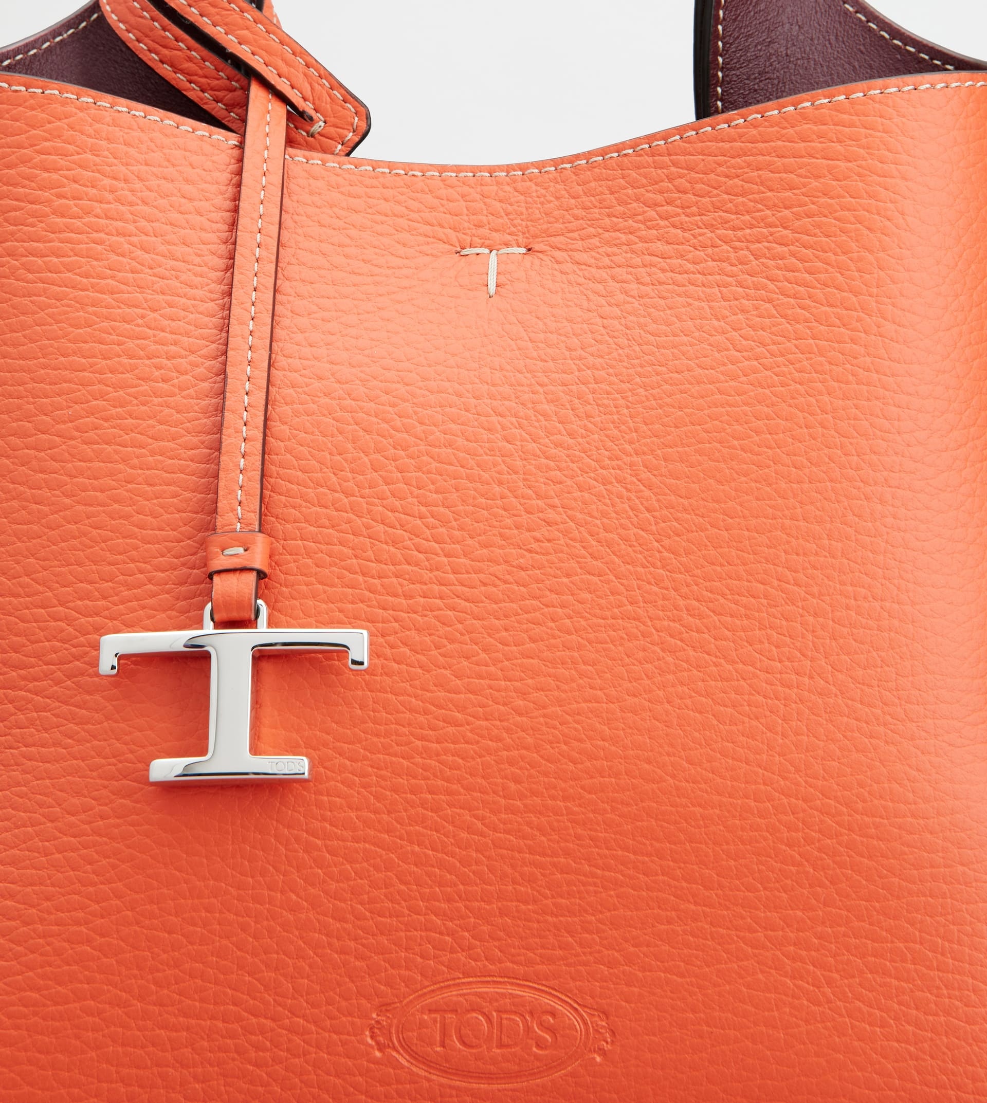 TOD'S BAG IN LEATHER MINI - ORANGE, BURGUNDY - 4