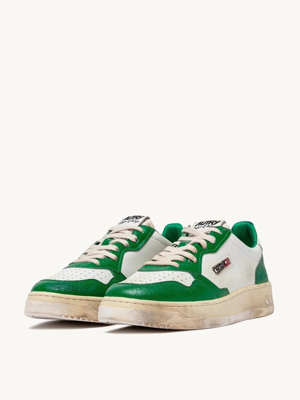 Autry In White And Green Leather With Worn Effect - 2