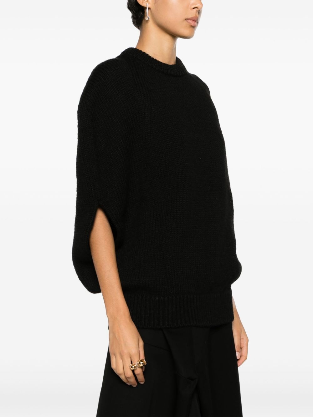 short-sleeve wool jumper - 3
