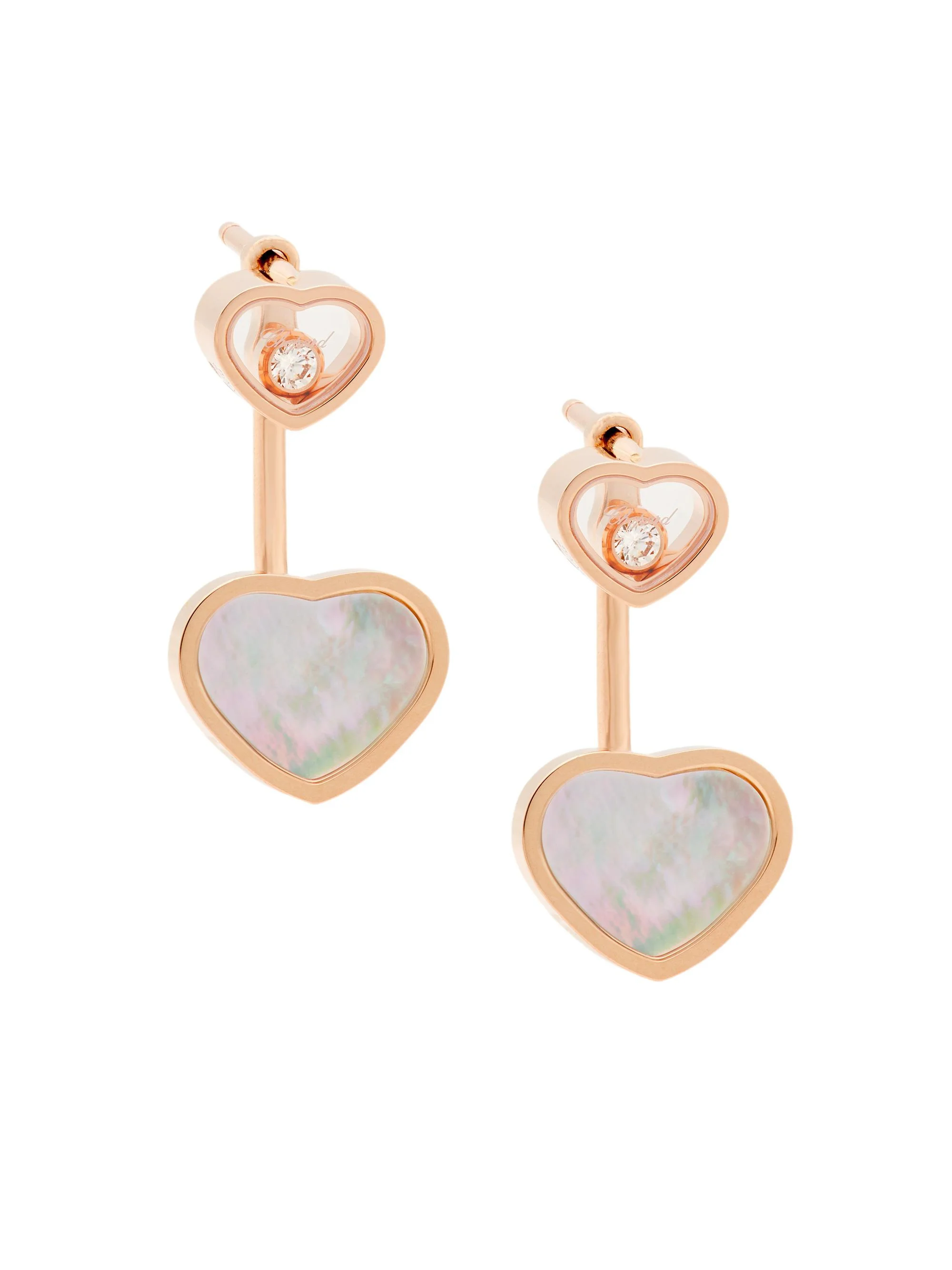 Women's Happy Hearts 18K Rose Gold, Diamond & Mother-of-Pearl Earrings - Rose Gold - 1