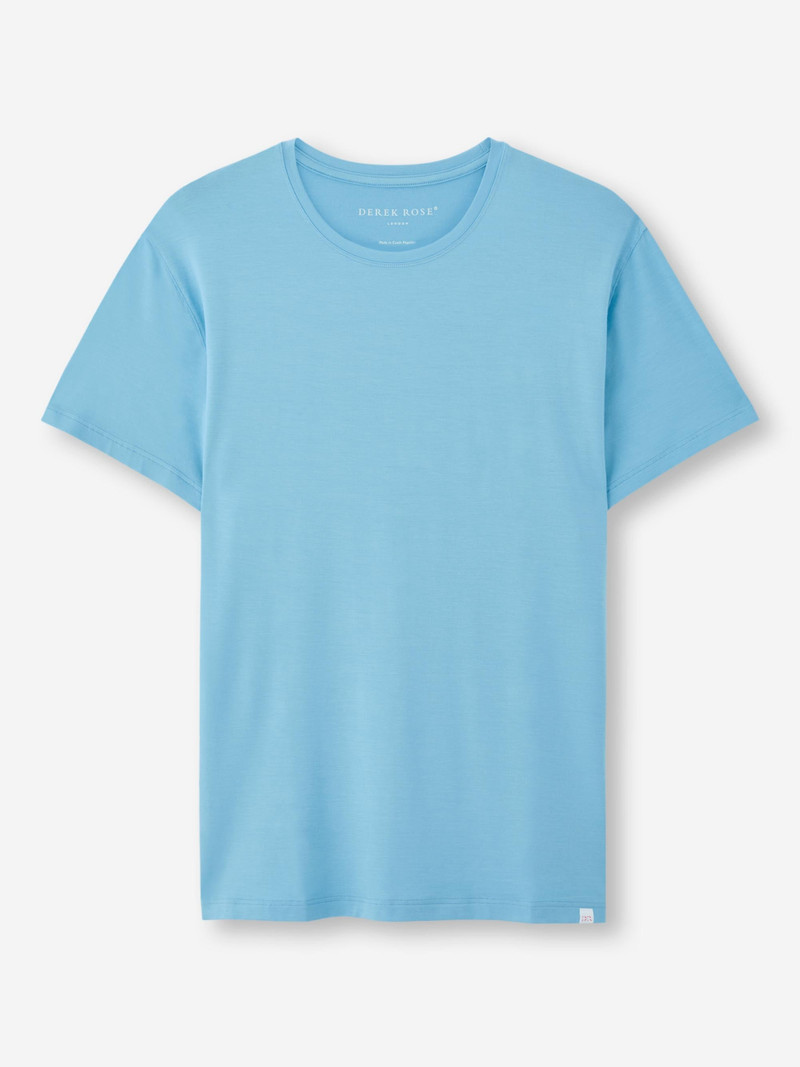 Derek Rose Men's T-Shirt Basel Micro Modal Stretch Ocean Blue outlook