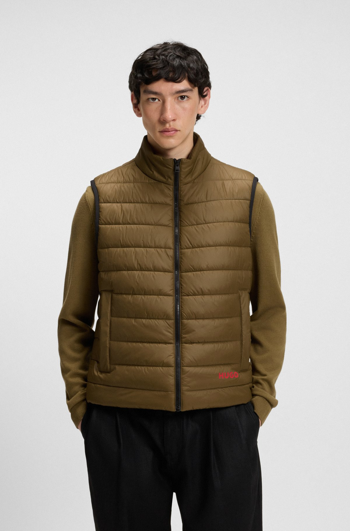 WATER-REPELLENT GILET WITH LOGO PRINT - 2