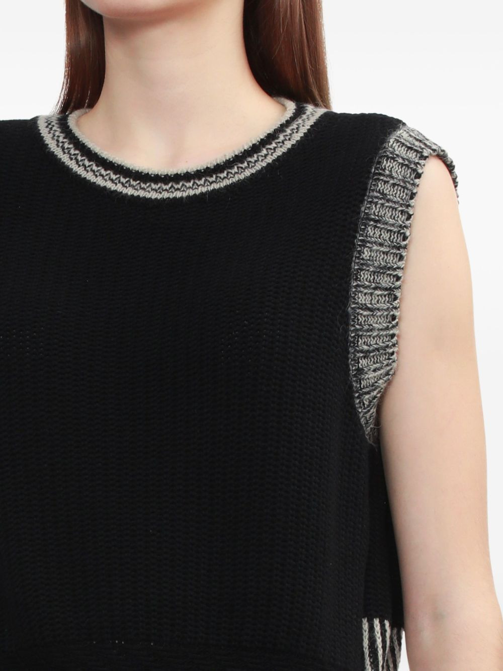 striped-knit sleeveless vest - 5