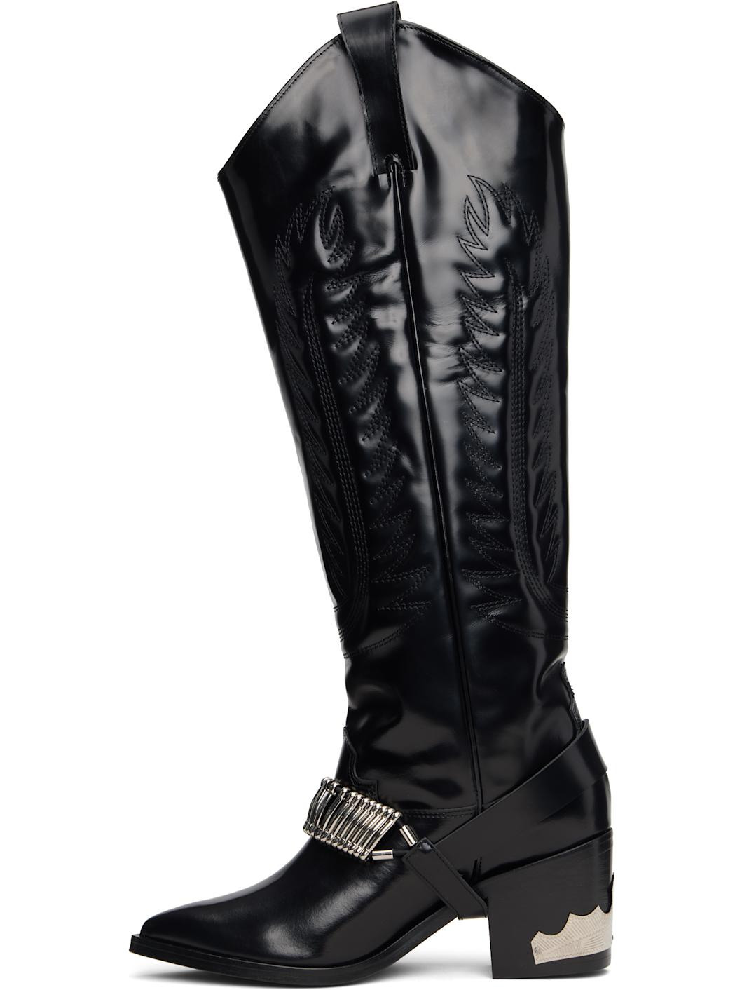 Black Leather Tall Boots - 3