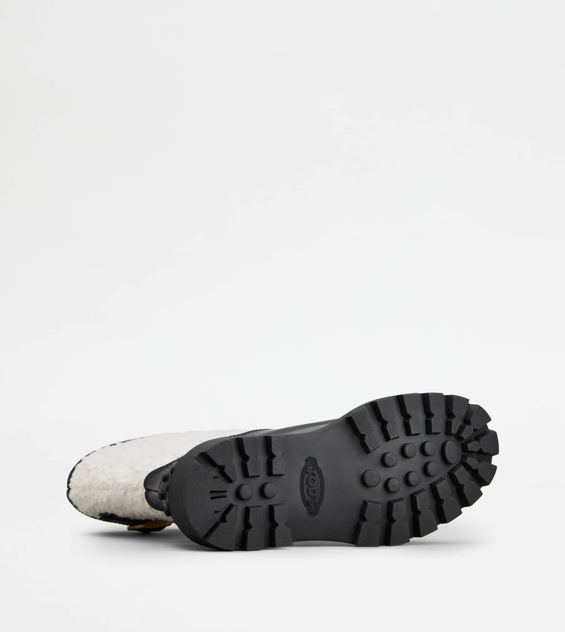 BIKER BOOTS IN LEATHER - WHITE, BLACK - 4