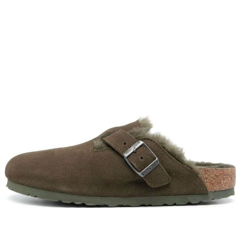 Birkenstock 보스턴 Shearling 스웨드 가죽 좁은 적합 'Thyme' 1025667 1