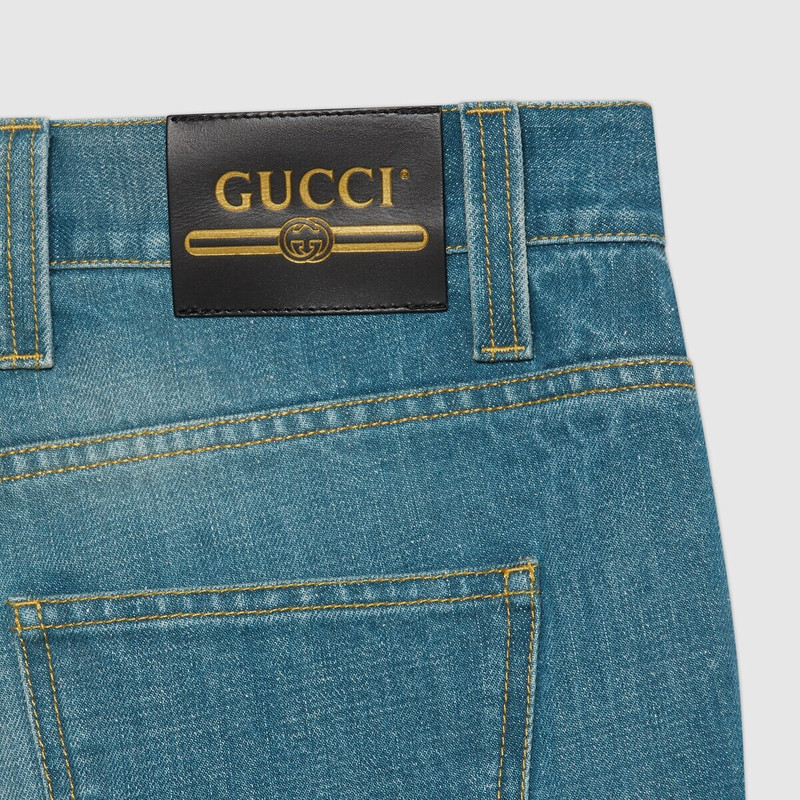 GUCCI Marble stone-bleached denim flare pant outlook
