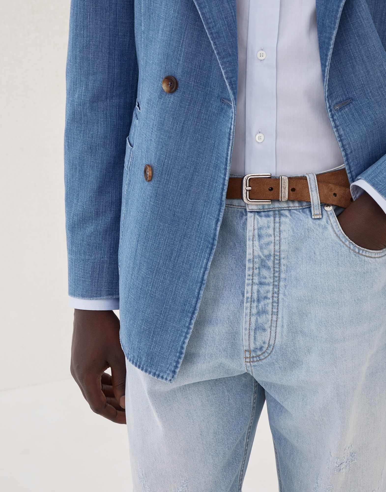 BRUNELLO CUCINELLI ♪ Reversed calfskin ベルト MAURP253 Calfskin belt for Man in Rust Brown | Brunello Cucinelli