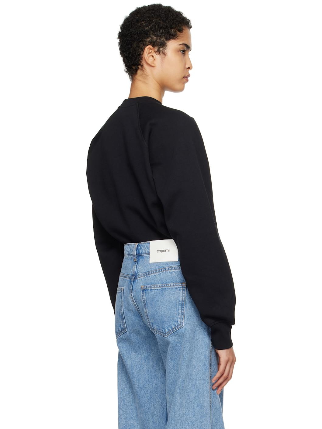 Black Crewneck Sweatshirt Bodysuit - 3