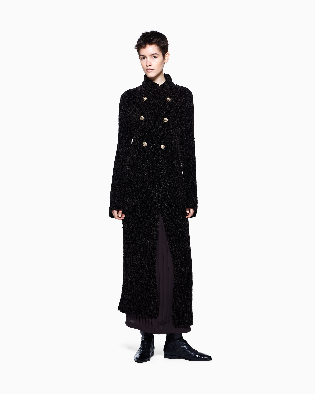 LONG VISCOSE AND WOOL KNIT CARDIGAN - 2