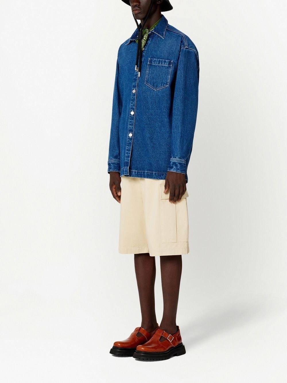 spread-collar denim overshirt - 3