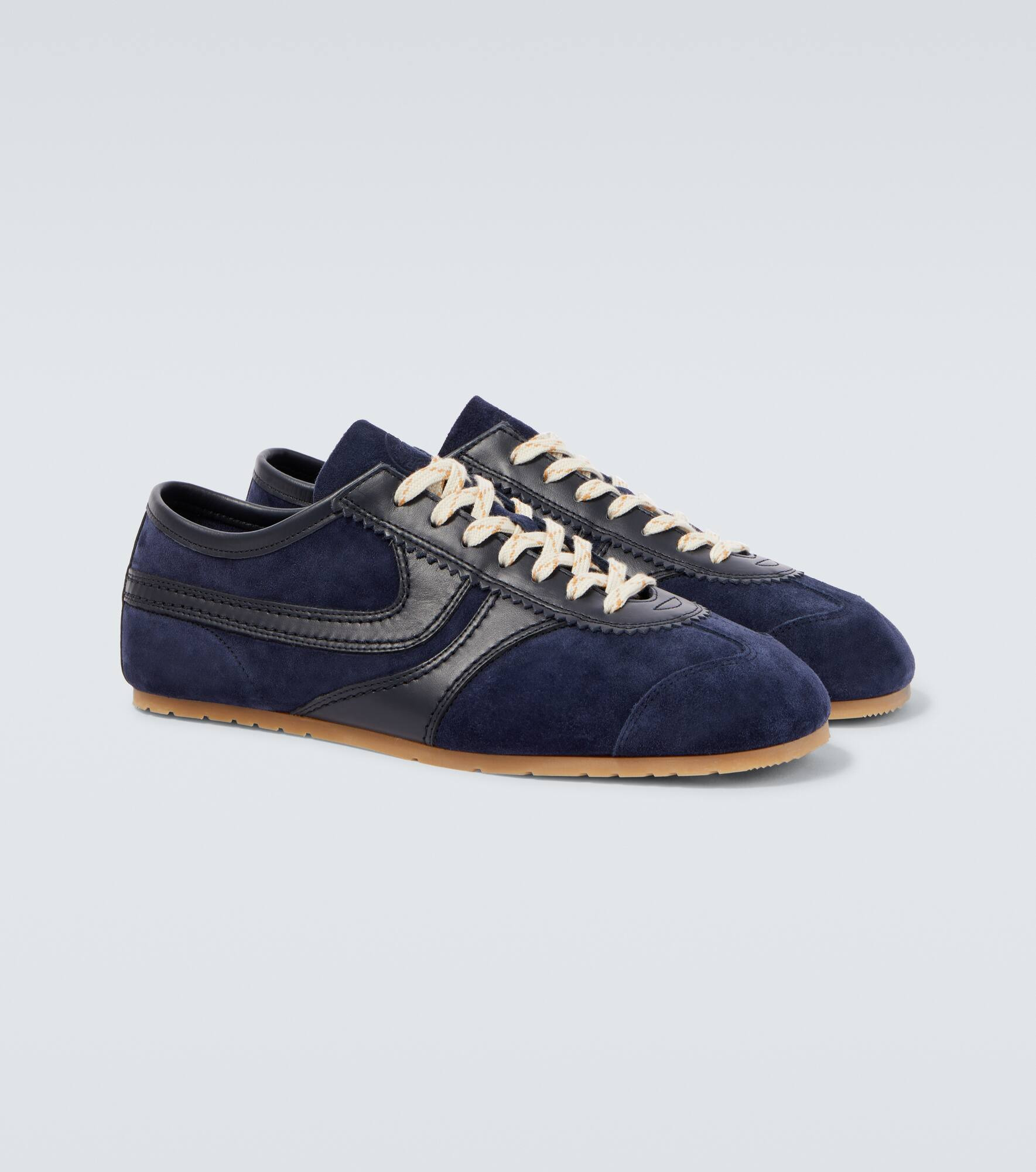 Leather-trimmed suede sneakers - 5