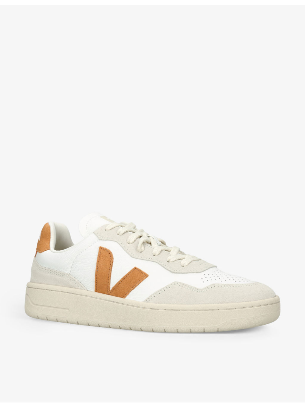 V90 logo-embroidered low-top leather trainers - 3