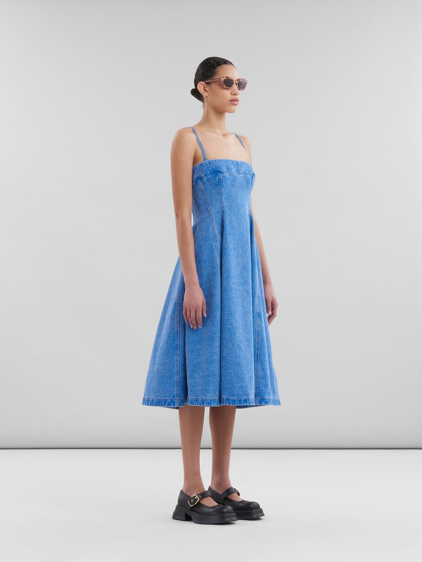 LIGHT BLUE COATED DENIM BALLOON DRESS - 6