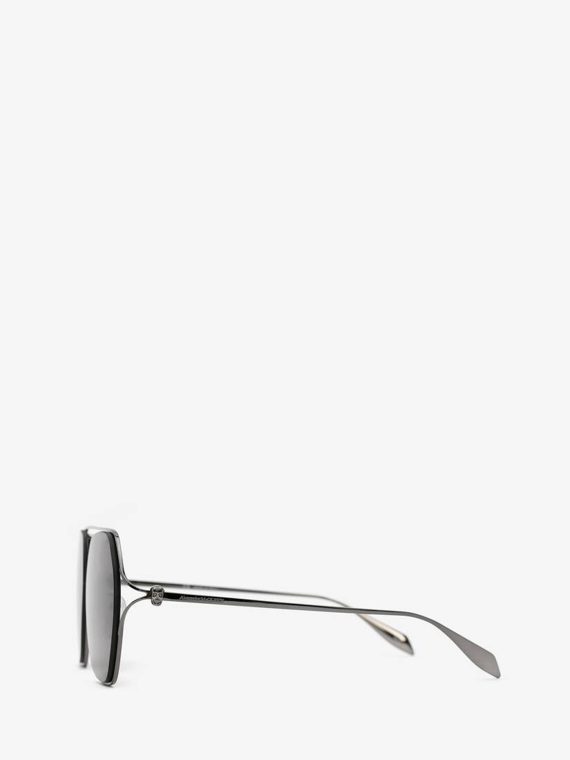Skull Hinge Geometrical Sunglasses in Ruthenium - 2