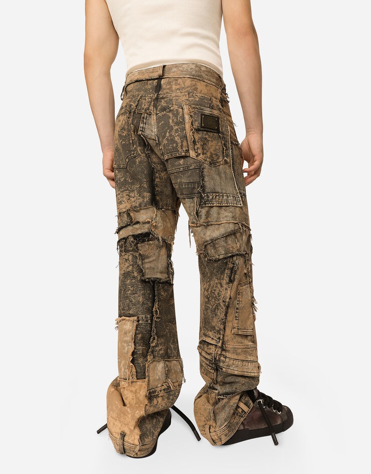 Straight-leg patchwork denim jeans - 4