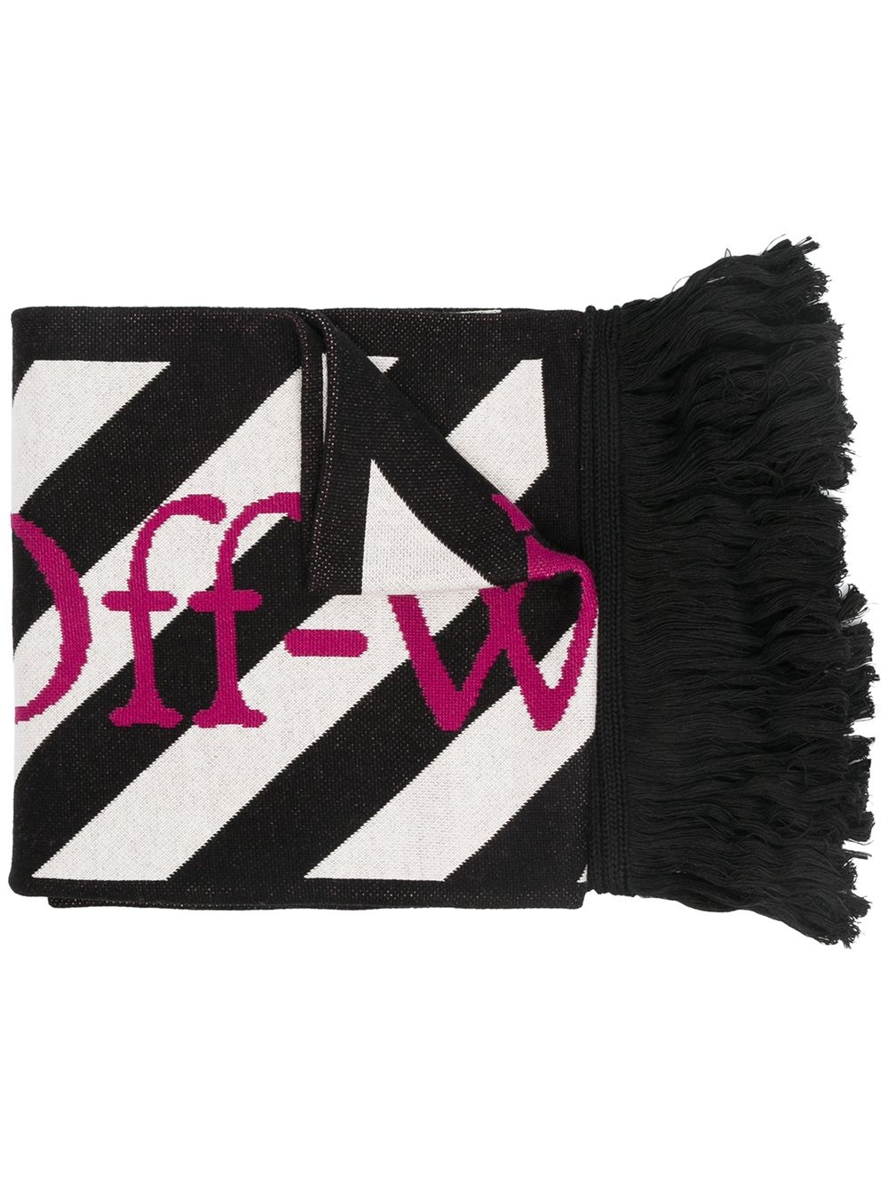 logo-print striped scarf - 1