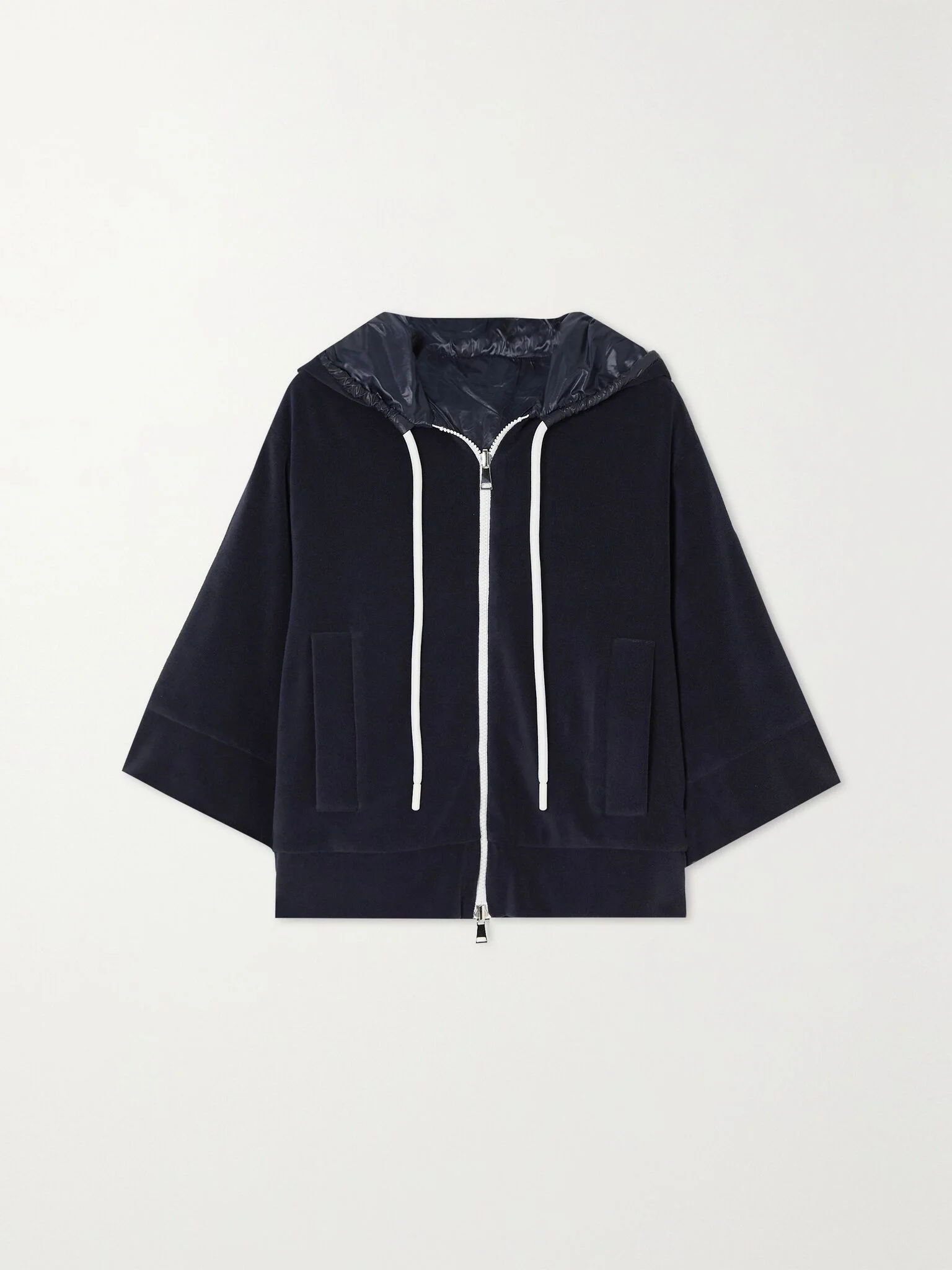 Cotton-blend terry hoodie Navy - 1