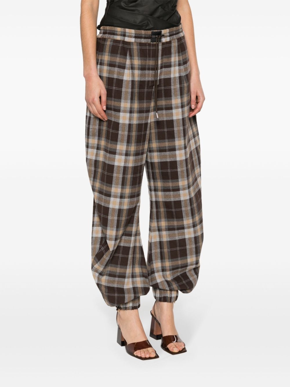 checked cotton-blend track pants - 3