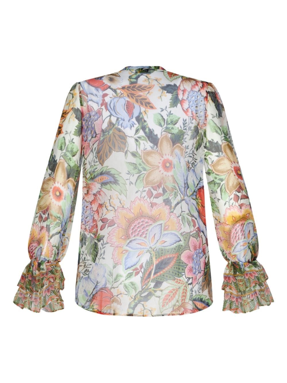 ruffled floral-print silk shirt - 7