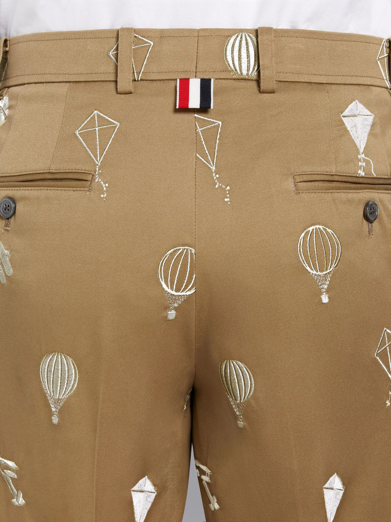 Camel Cotton Twill Half Drop Half Drop Satin Sky Icon Embroidery Unconstructed Chino Trouser 6