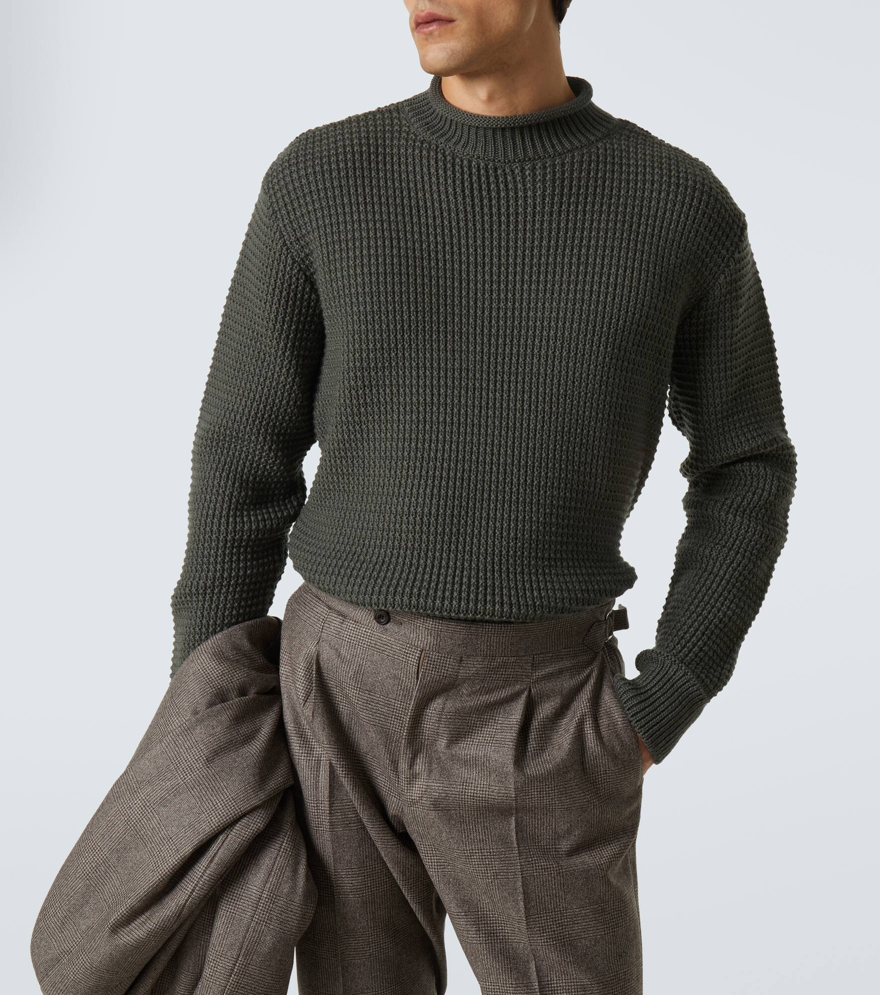 Fisherman waffle-knit wool sweater - 5