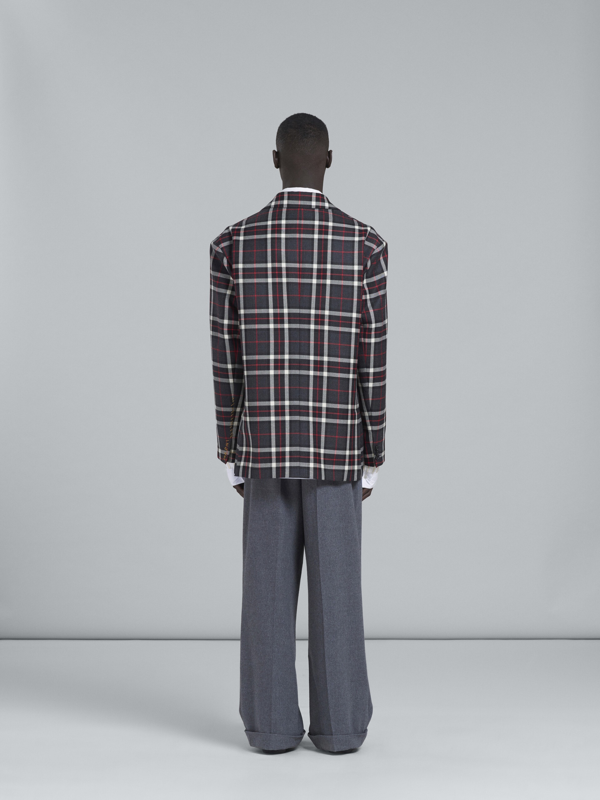 GREY TARTAN WOOL BLAZER - 3