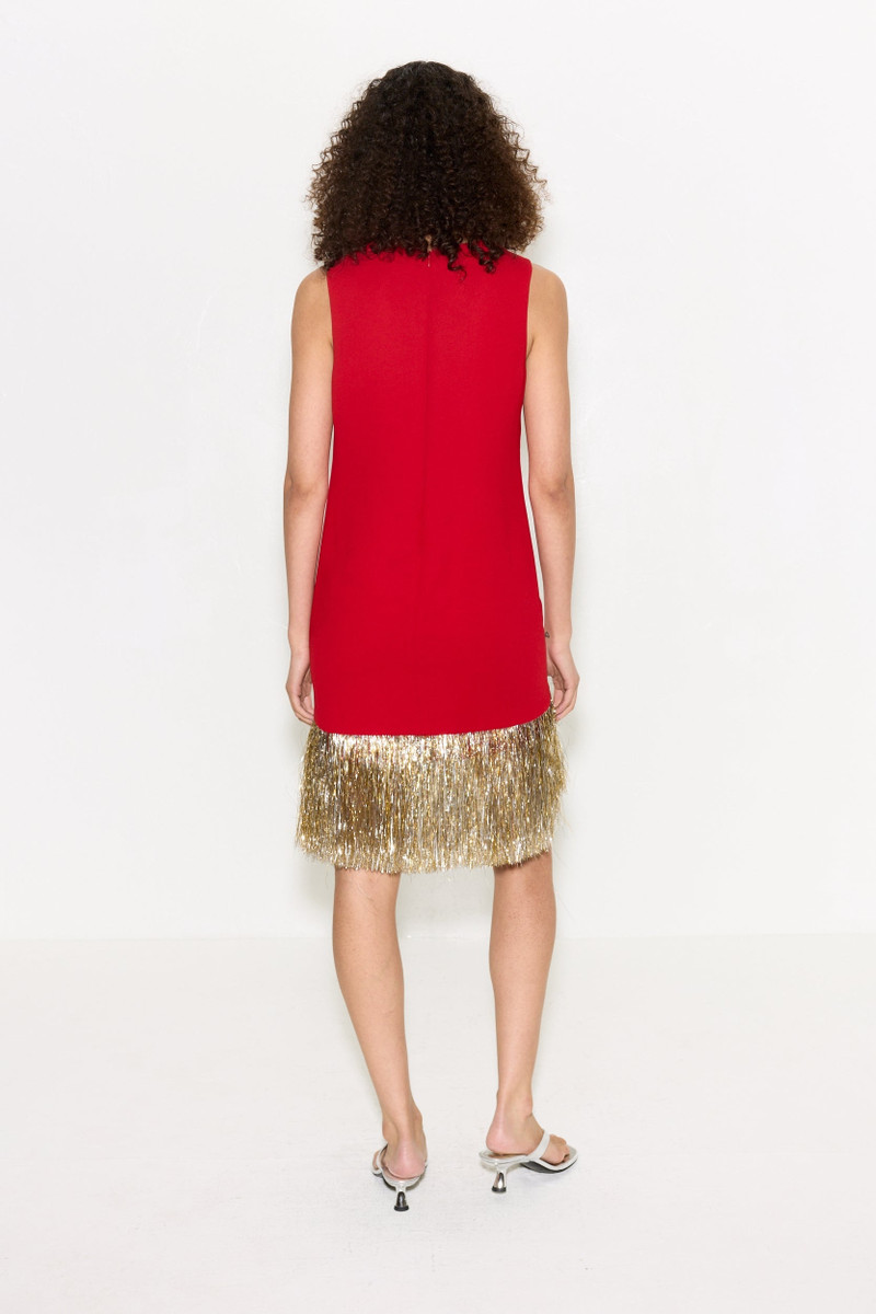 Bowie Fringe Mini Dress In Lucky Red 5