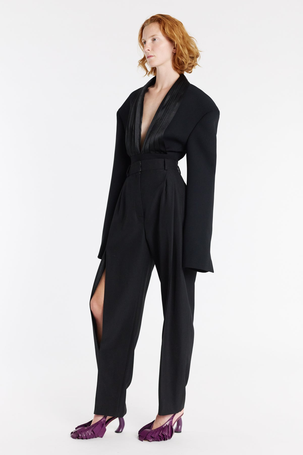 TROUSERS WITH VERTICAL KNEE SLITS BLACK - 7
