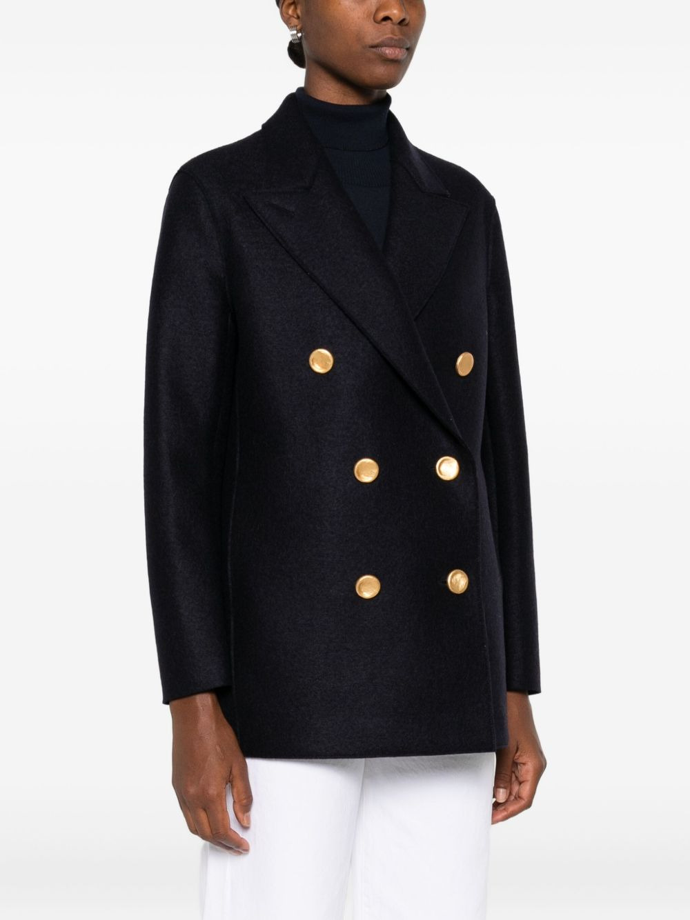 gold-button double-breasted coat - 3