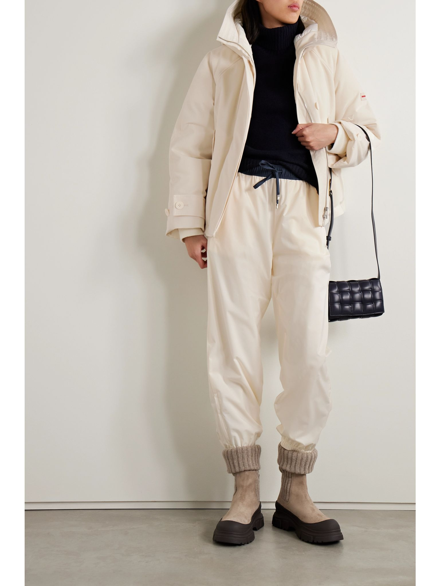 Keelan two-tone padded twill track pants Off-white - 2