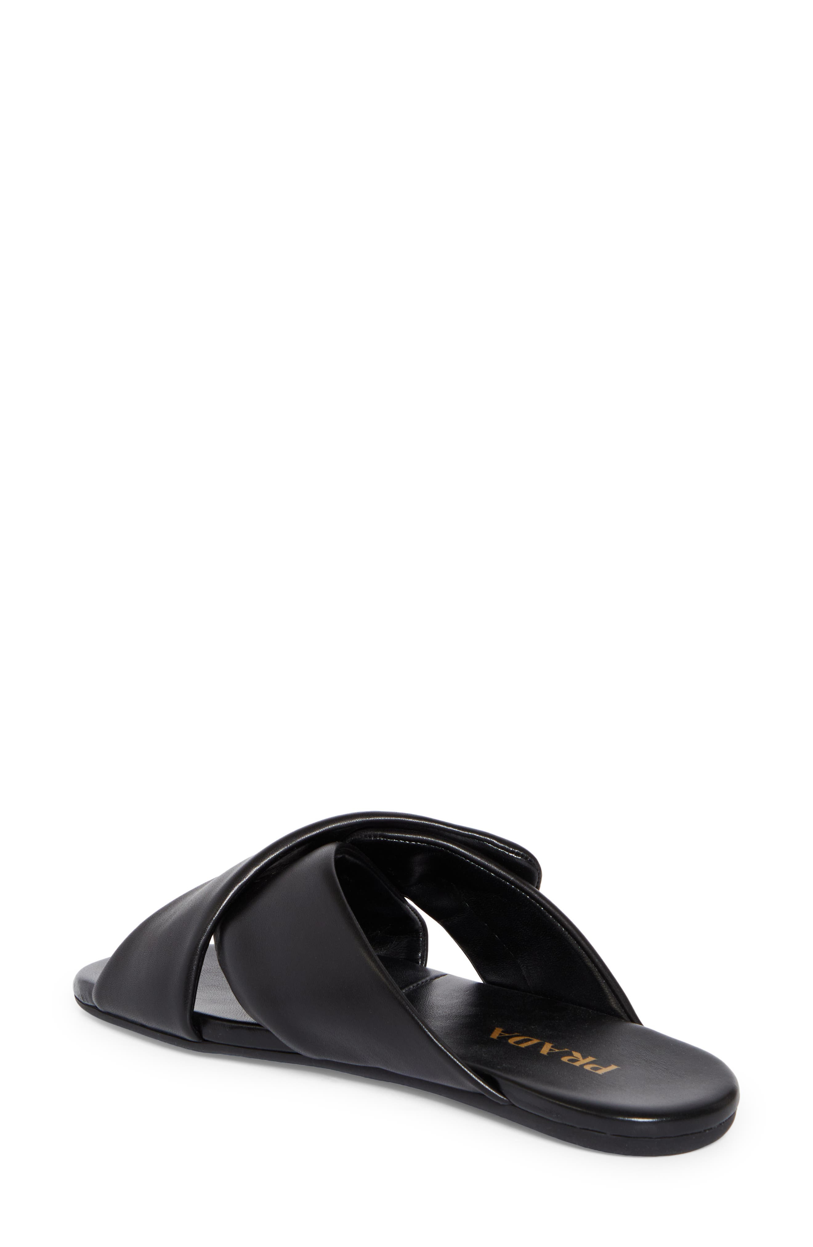 Prada Logo Crisscross Slide Sandal in Nero at Nordstrom - 2