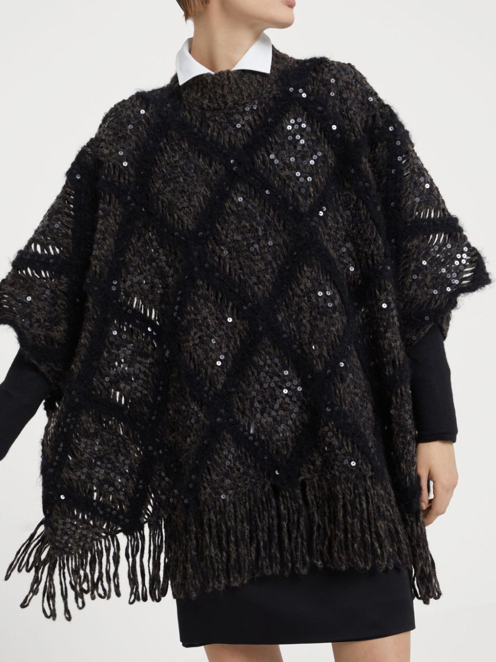 Wool turtle-neck poncho - 6