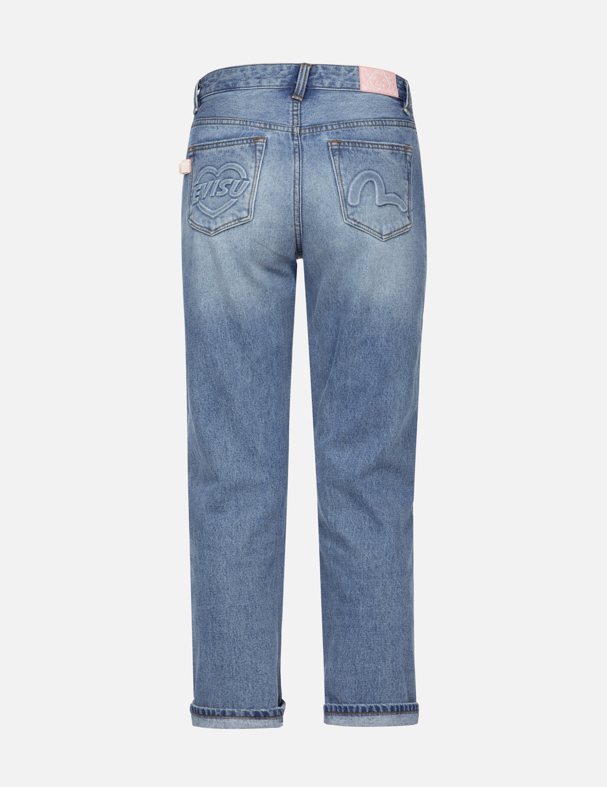 SEAGULL AND HEART EMBOSSED FASHION FIT JEANS - 1