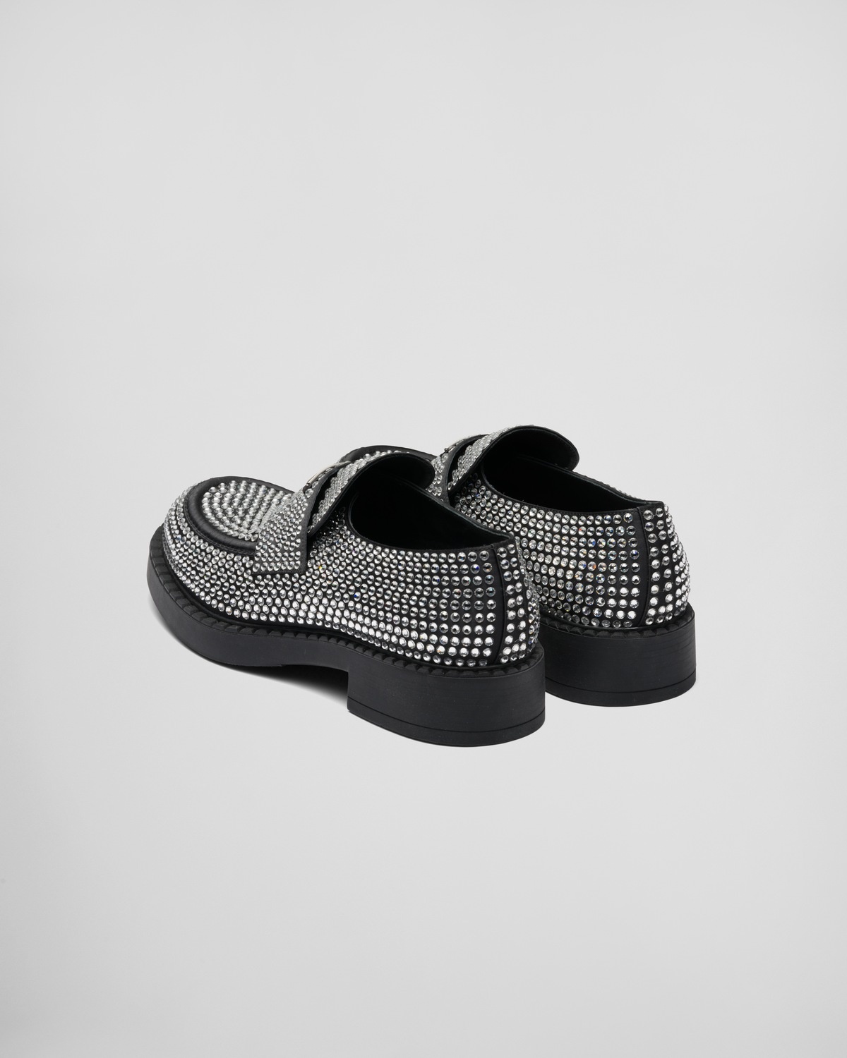 Chocolate satin loafers with crystals - 5