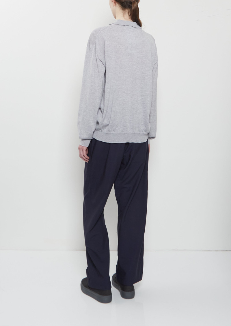 SOFIE D'HOORE Morse Wool Polo Sweater — Silver outlook
