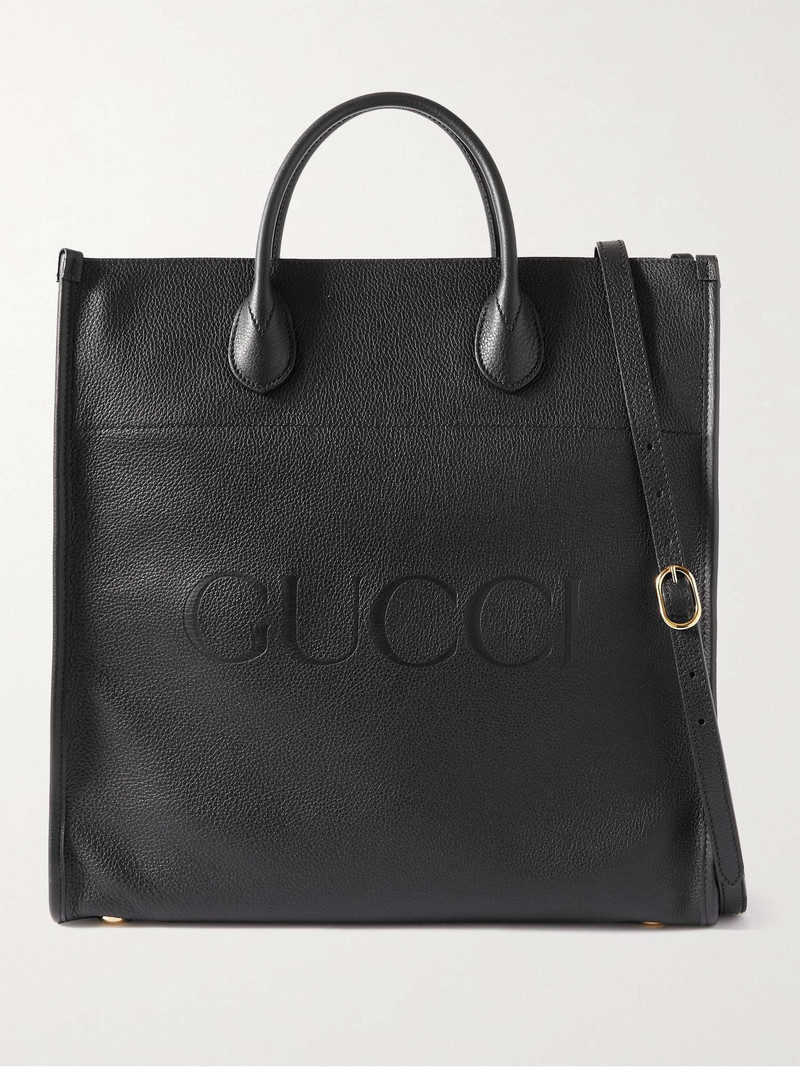 Logo-Embossed Full-Grain Leather Tote Bag 1