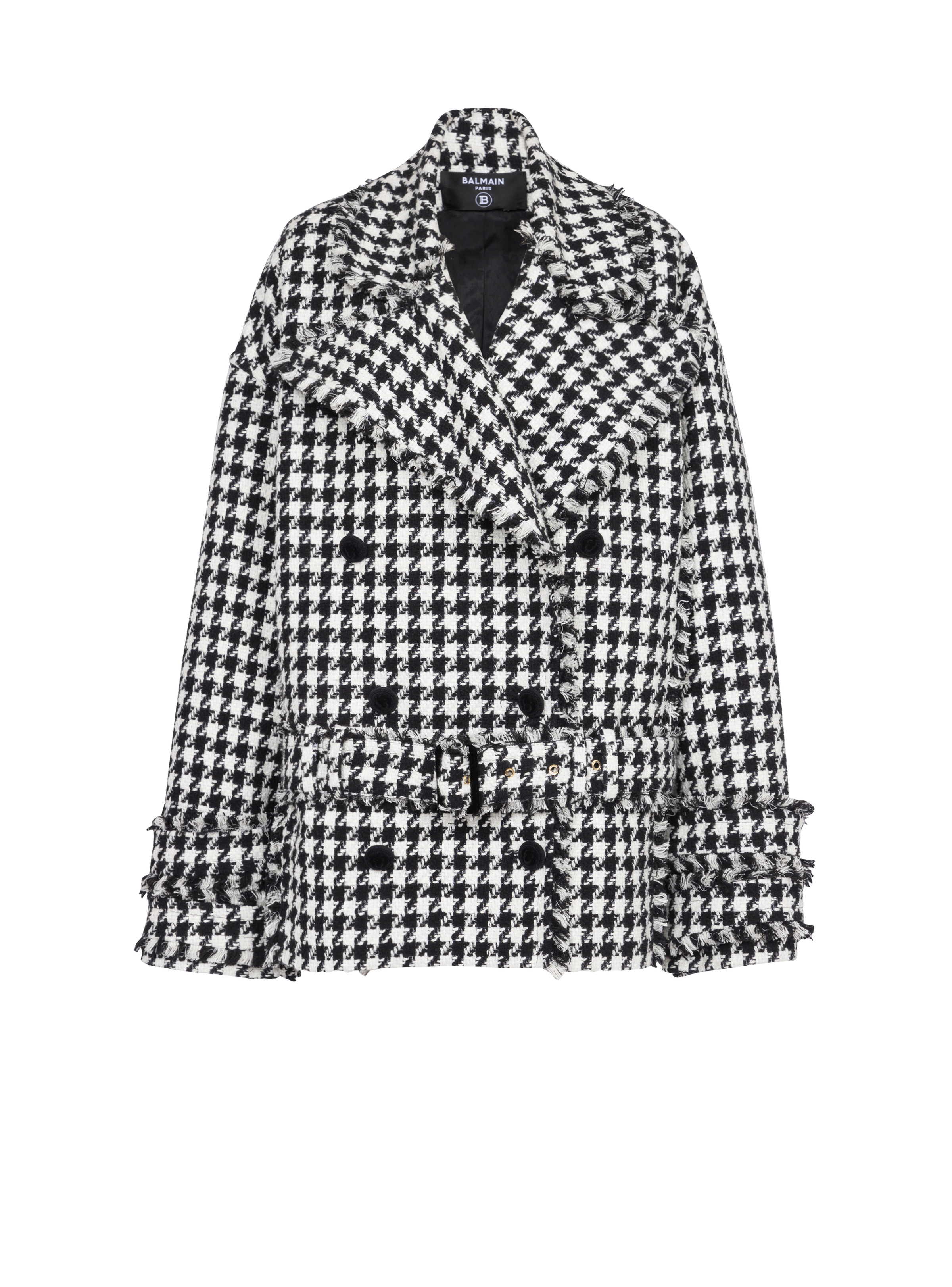 Wool and tweed pea coat with double-buttoned fastening - 1