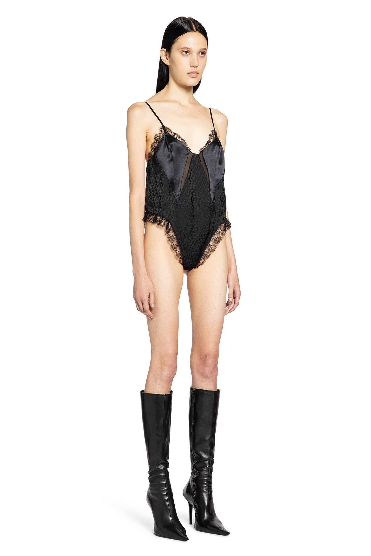 V All Over Jacquard Silk Bodysuit - 2