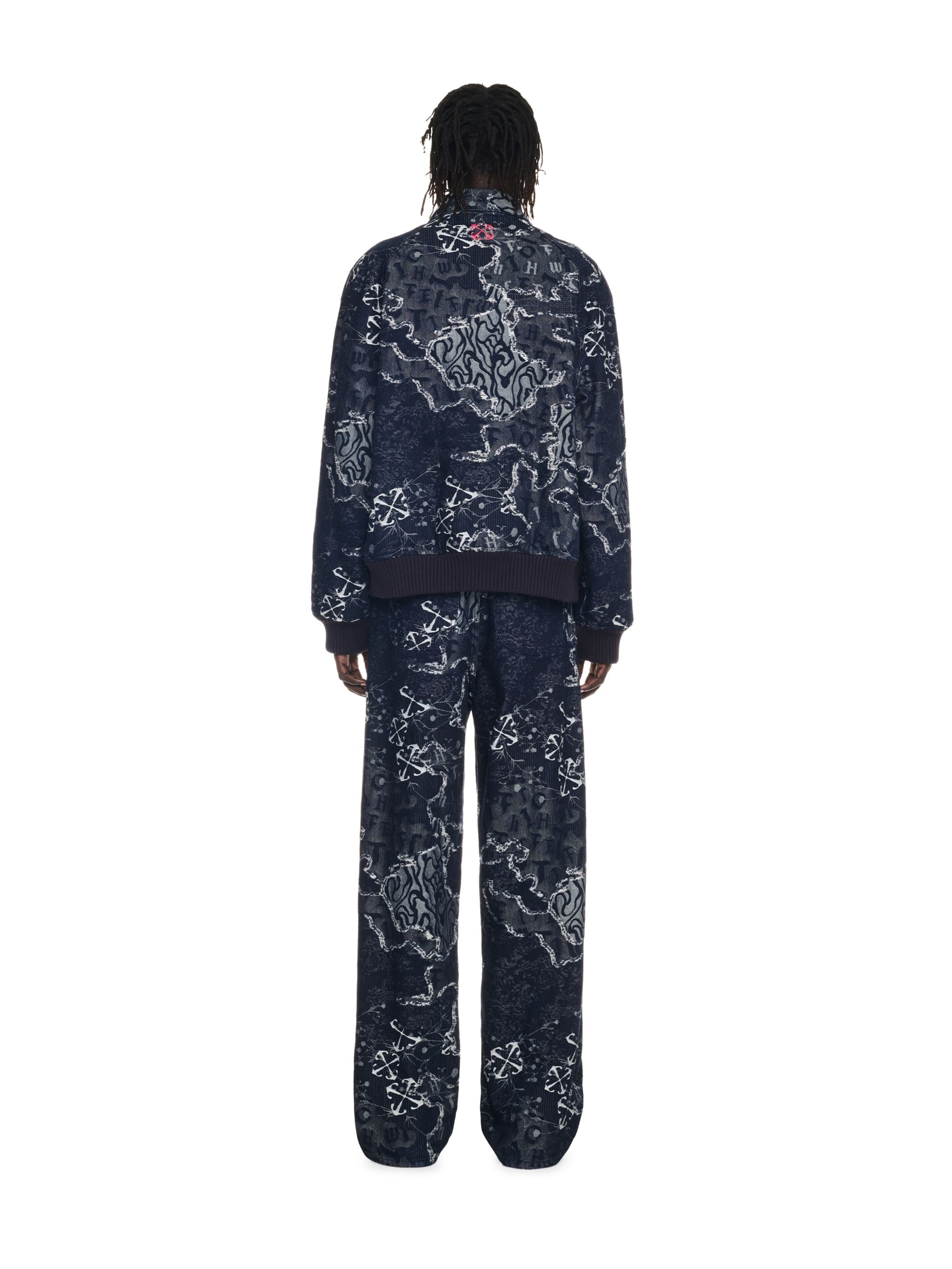 Blue Camo Jacquard Straight Jeans - 4